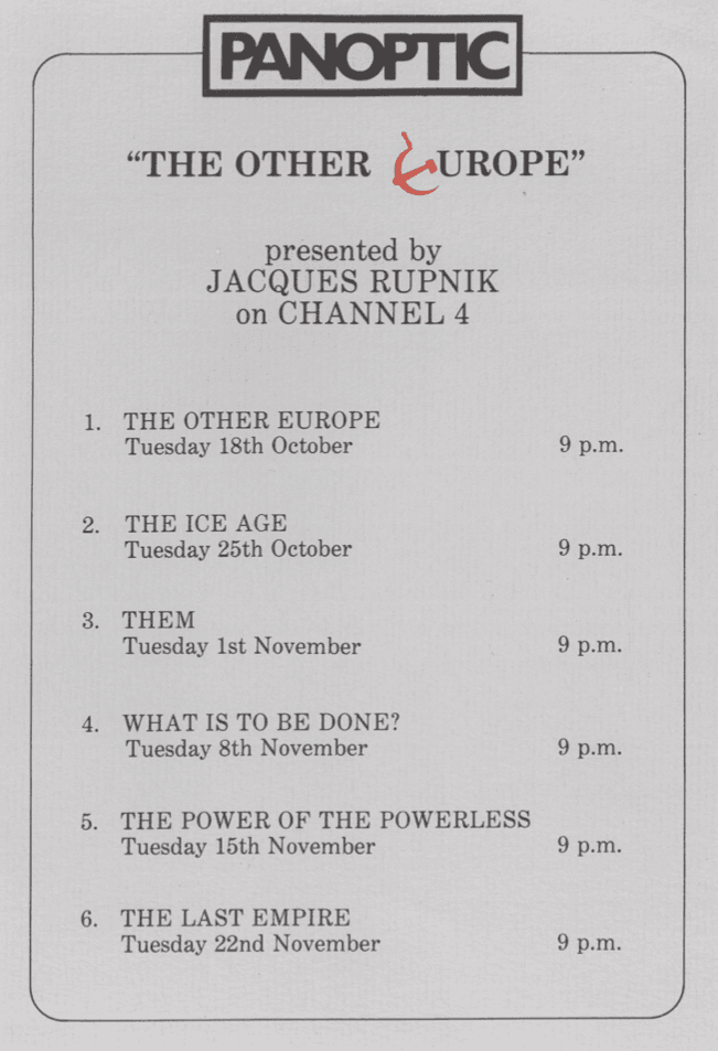 Programme de diffusion des six parties du documentaire