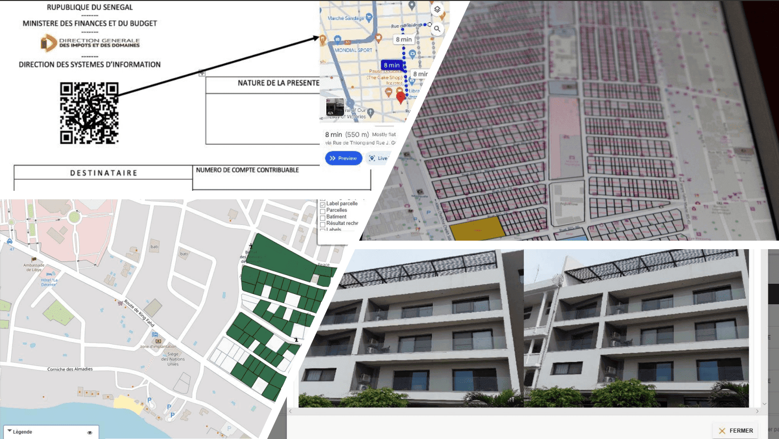 Series of images showing how the Senegal's Ministry of Finance has digitized its property tax census