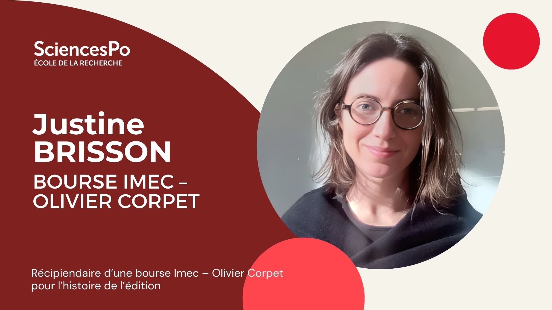 Justine BRISSON, récipiendaire de la bourse Imec – Olivier Corpet pour l’histoire de l’édition