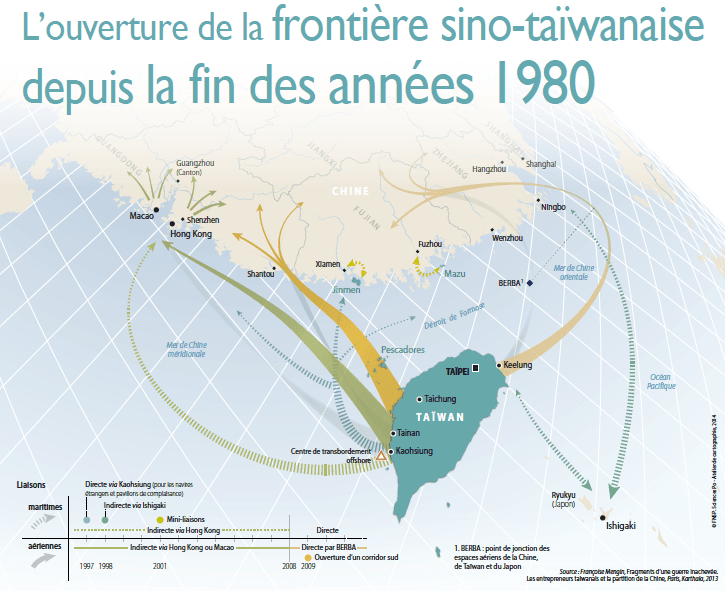 Carte :L'ouverture de la frontière sino-taiwanaise depuis la fin des années 1980