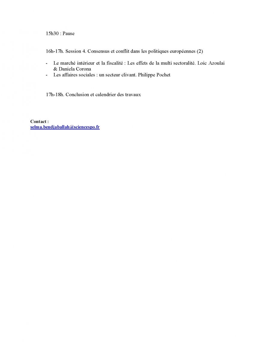 Invitation au séminaire Observatoire des Institutions Européennes