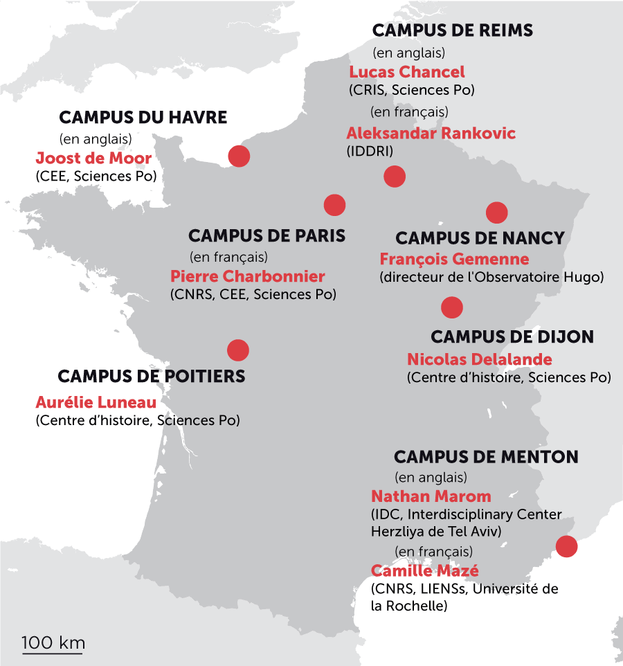 Le cours est enseigné sur les sept campus par neuf enseignants.