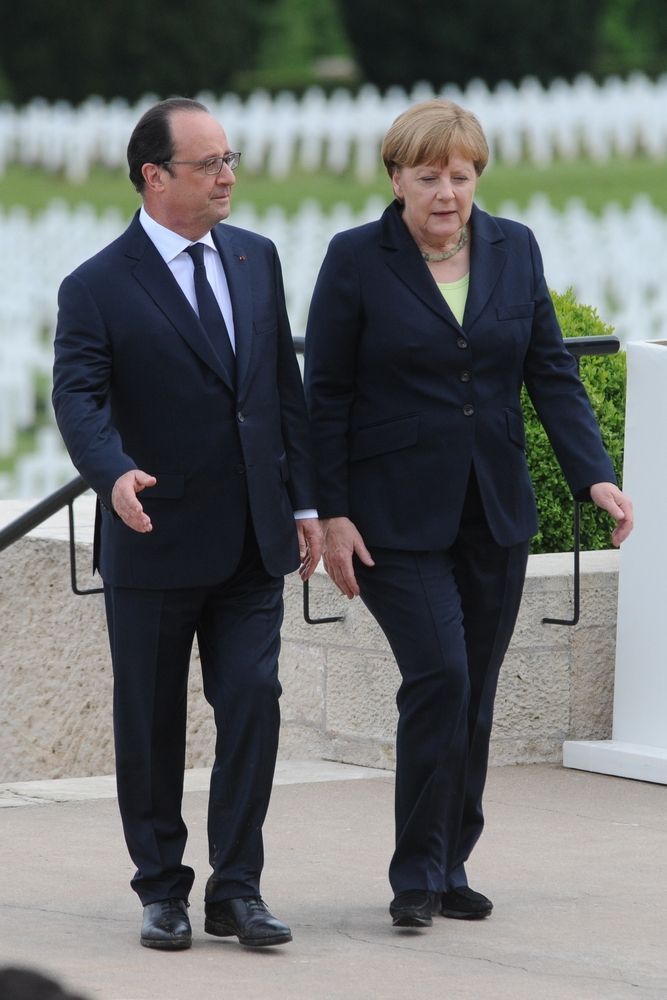 François Hollande and Chancellor Angela Merkel, Verdun.