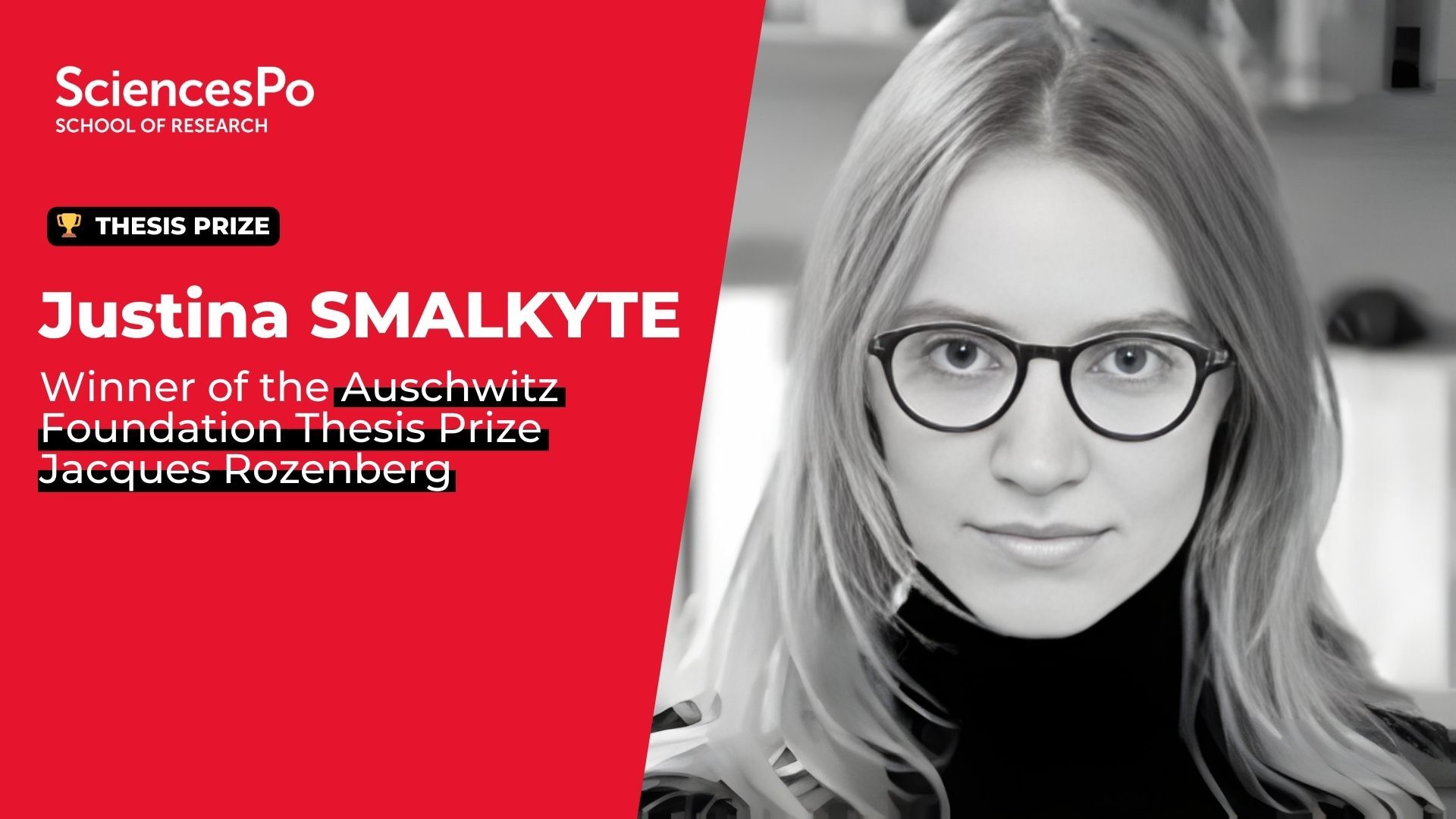 Justina Smalkyte receives the Auschwitz Foundation - Jacques Rozenberg Prize for her thesis