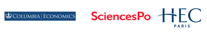 Logos of Columbia Economics, Sciences Po, and HEC Paris
