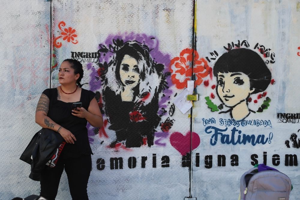 A women during a demonstration in Mexico City on International Women's day, 8 March 2024.