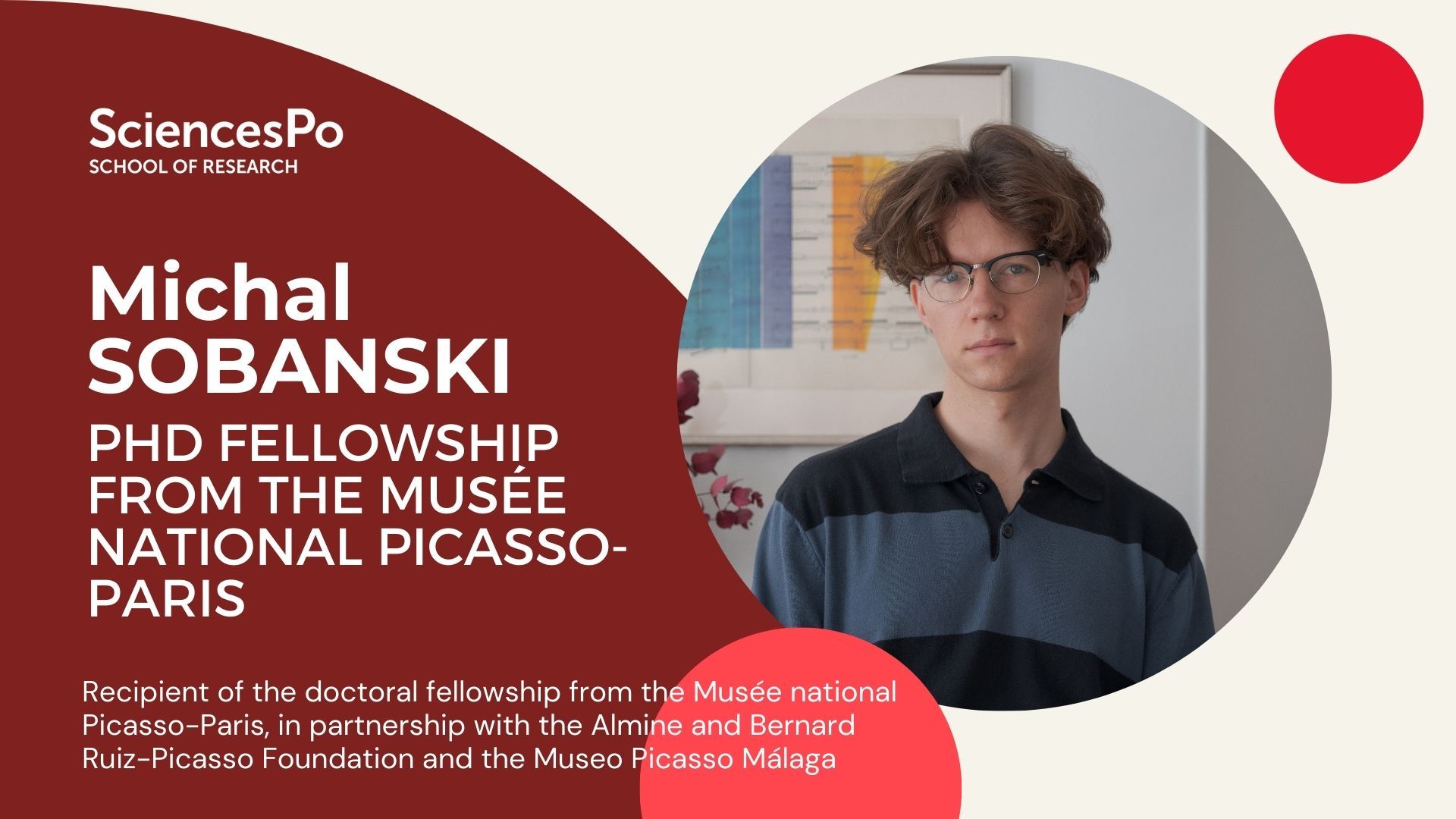 Michal Sobanski, a PhD researcher at the History Centre, has been awarded the first PhD scholarship from the Musée national Picasso-Paris