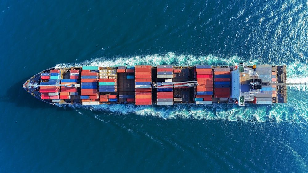 Containers on a ship out at sea
