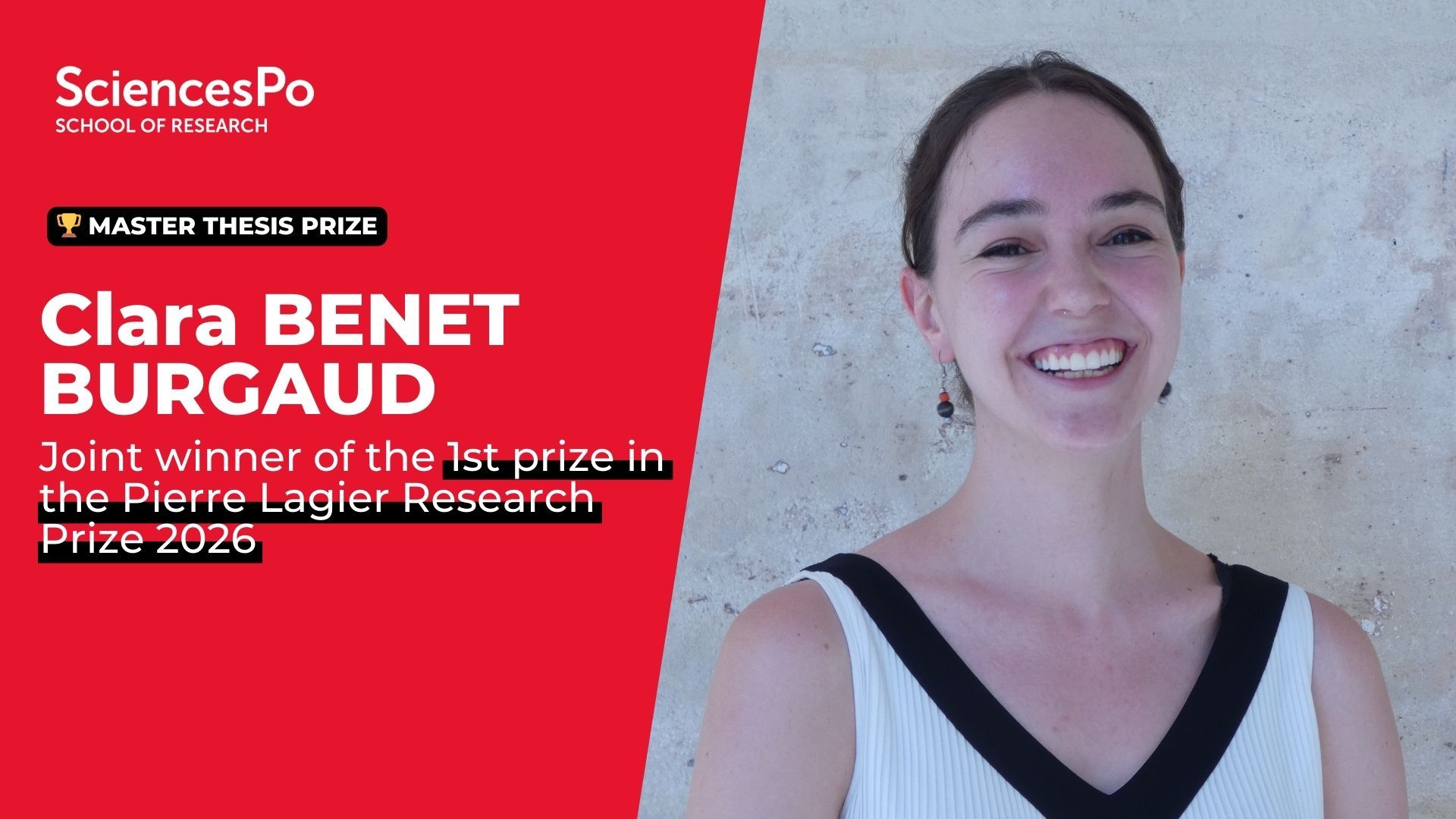 Clara BENET, joint winner of the 1st prize in the Pierre Lagier Research Prize 2026BURGAUD,