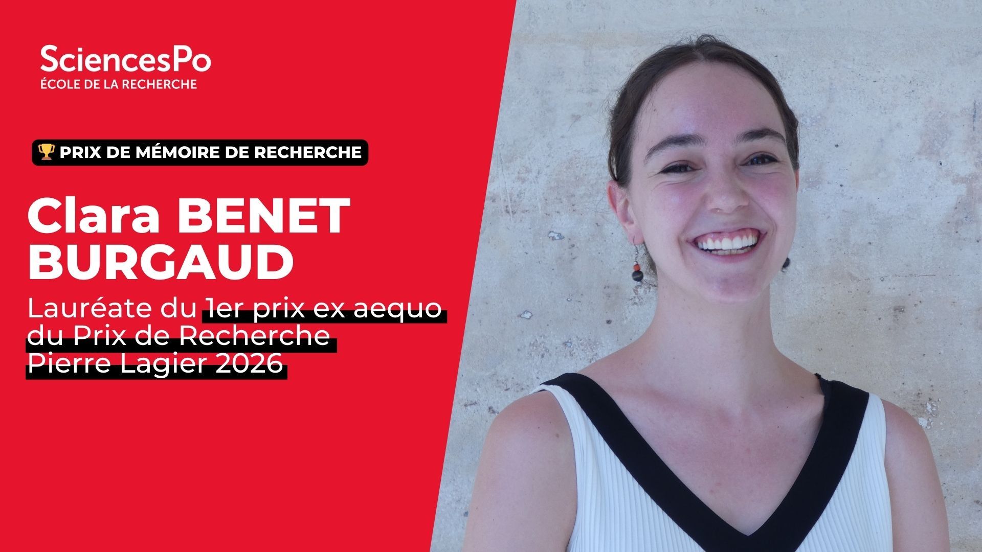 Clara BENET BURGAUD, Lauréate du 1er prix ex aequo du Prix de Recherche  Pierre Lagier 2026