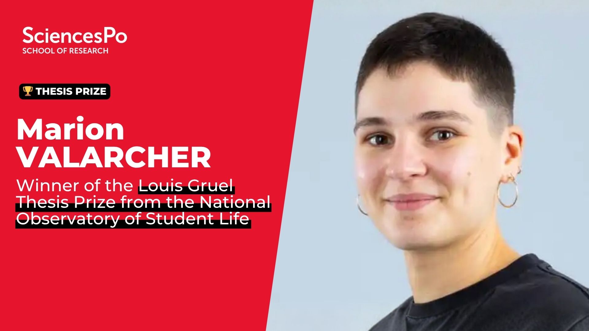 Marion VALARCHER, Winner of the Louis Gruel Thesis Prize from the National Observatory of Student Life