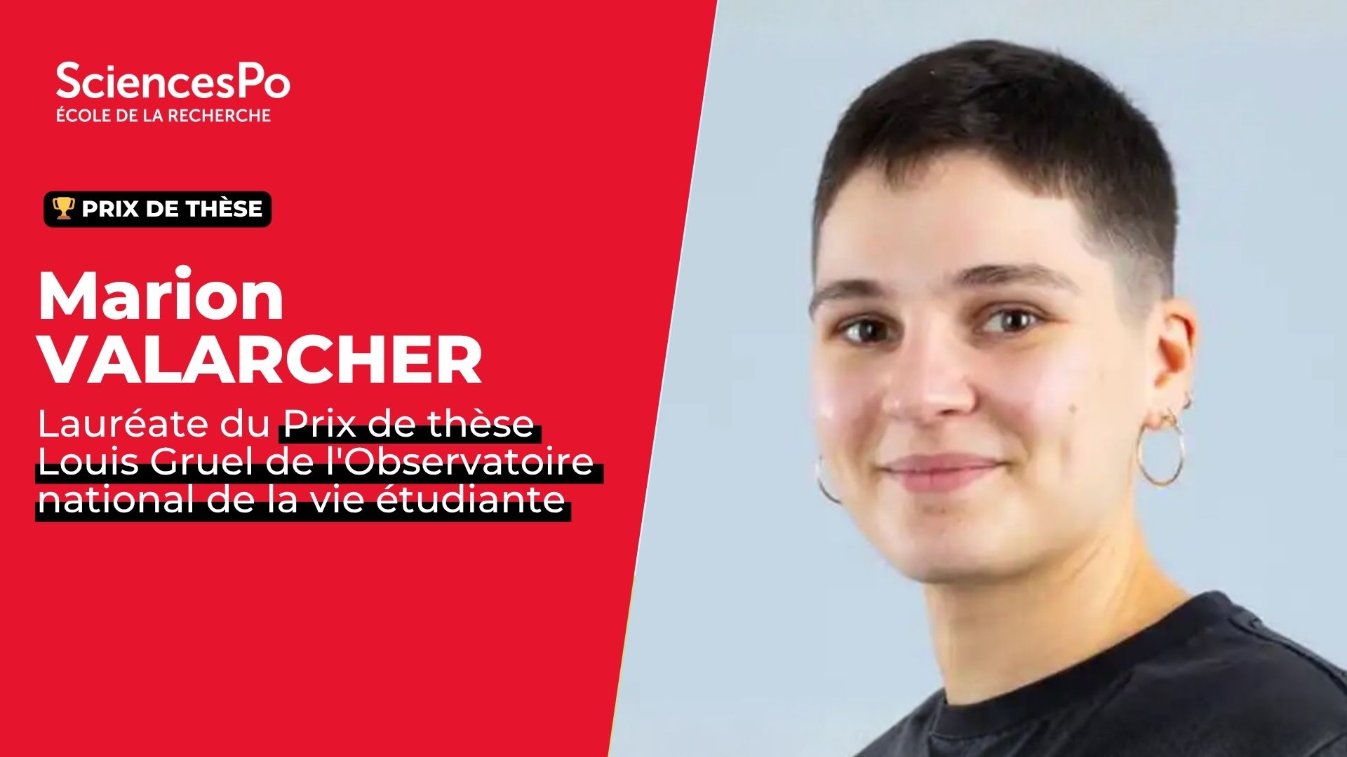 Marion VALARCHER, Lauréate du Prix de thèse Louis Gruel de l'Observatoire national de la vie étudiante