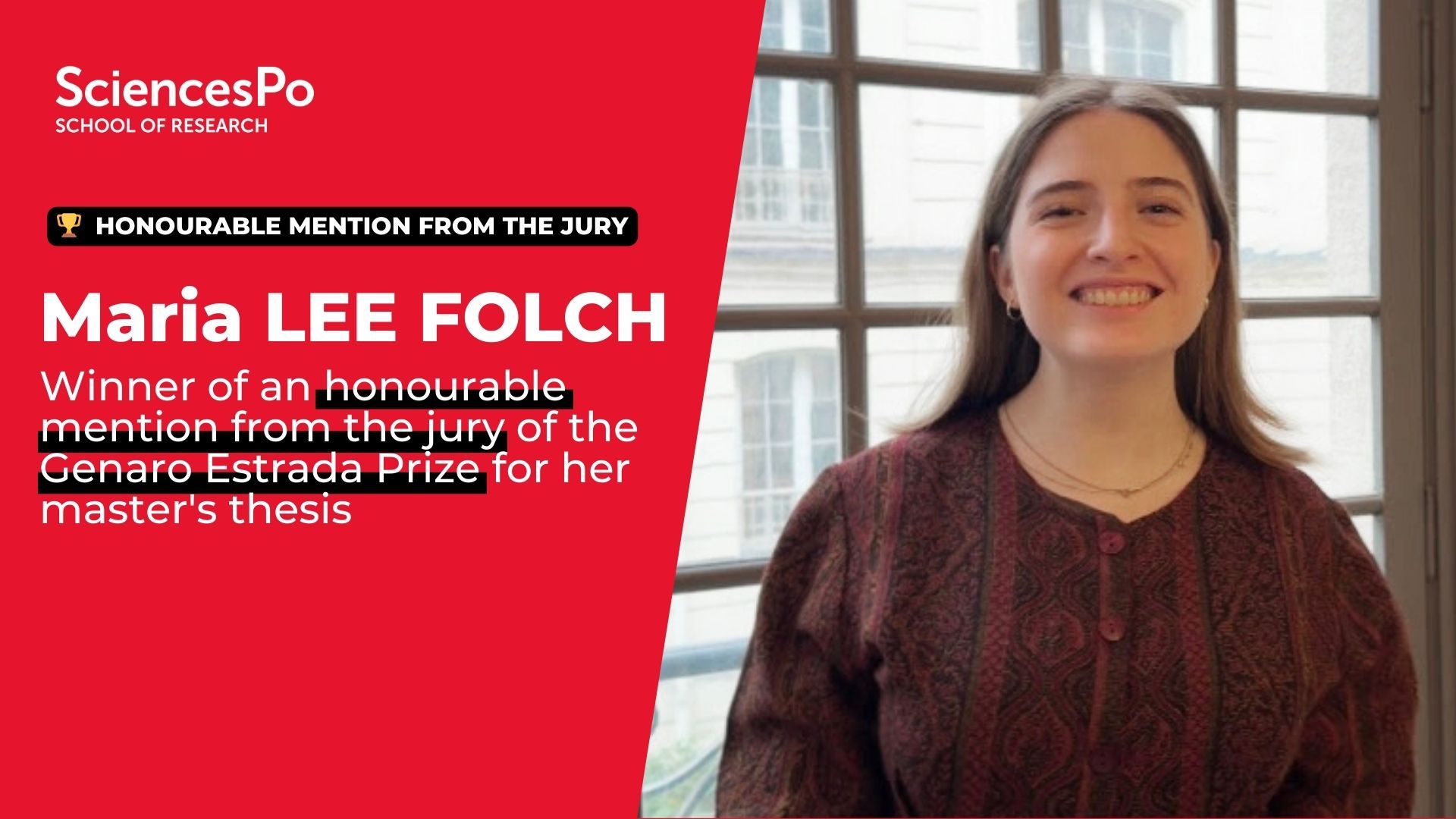 Maria LEE FOLCH, Winner of an honourable mention from the jury of the Genaro Estrada Prize for her master's thesis