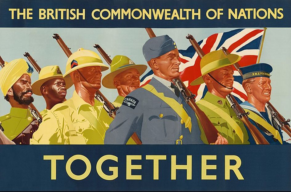 Affiche de propagande promouvant l'effort de guerre conjoint de l'Empire britannique et du Commonwealth, 1939.