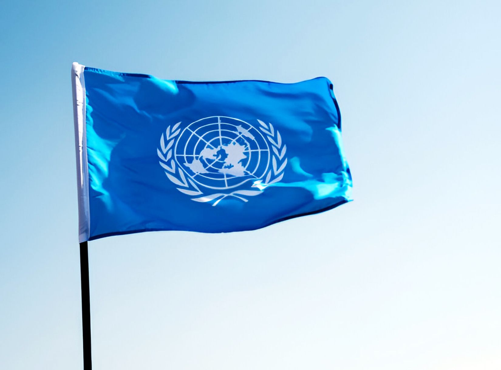 Drapeau des Nations Unies agitant dans le vent