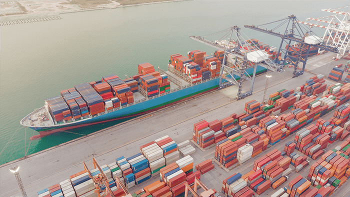 Business international trade and Container logistics export-import harbor to the international port