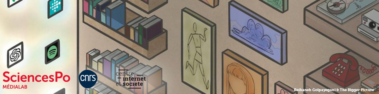 Illustration with Sciences Po, CNRS, and Internet and Society Center logos