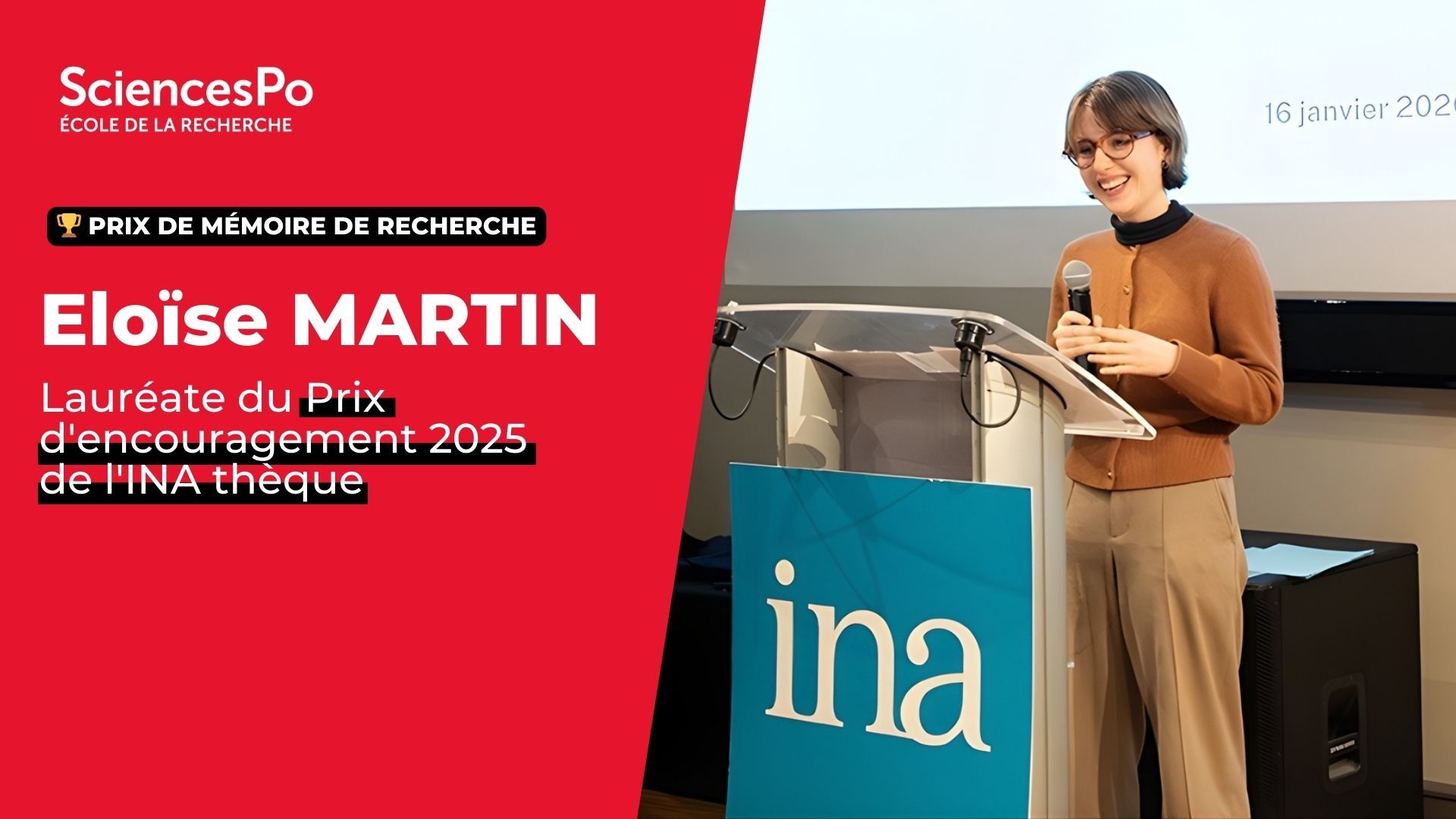 Eloïse MARTIN, Lauréate du Prix d'encouragement 2025 de l'INA thèque