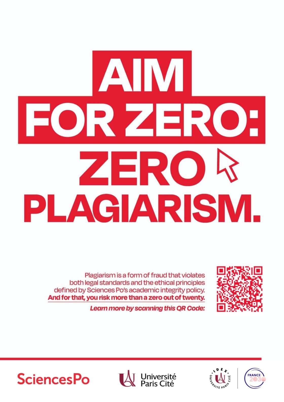 Visez le zéro : zéro plagiat.