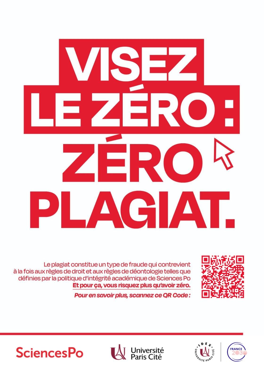 Visez le zéro : zéro plagiat.