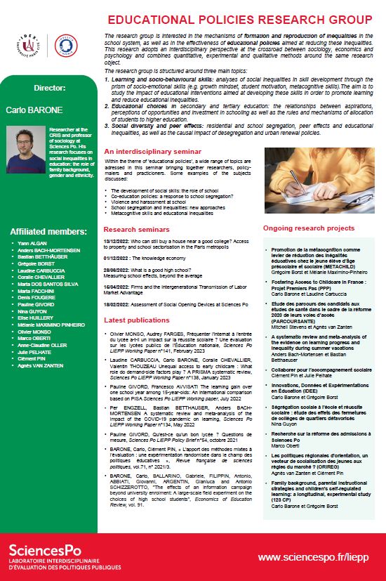 Download the poster of the Educational Policies Research Group