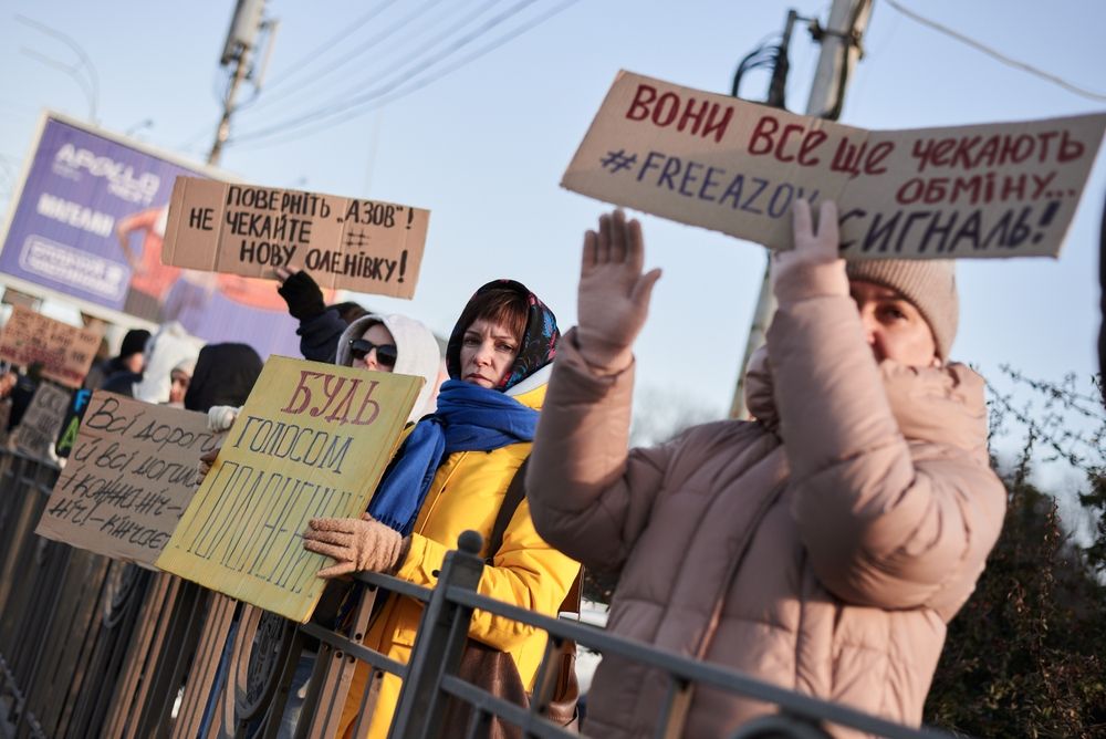 Kiev, 5 janvier 2025 - Rassemblement commémoratif des Ukrainiens pour les prisonniers de guerre de la garnison de Marioupol.