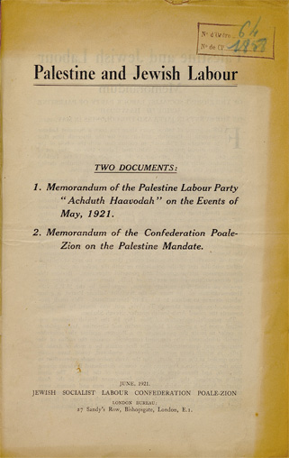 Palestine and Jewish Labour. 1921