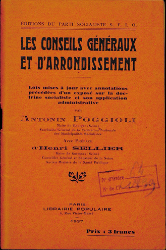Antonin Poggioli. Les Conseils généraux et d’arrondissement. Paris : Librairie populaire, 1937