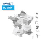 Carte représentant les 22 régions françaises avant la réforme territoriale de 2014