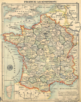 Carte des départements français en 1890