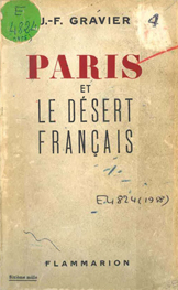 Couverture de l'ouvragede J.-F. Gravier, Paris et le désert français.