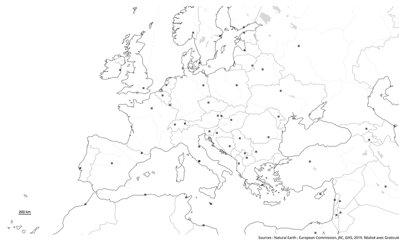 Exemple de fond de carte de l'Europe avec les capitales