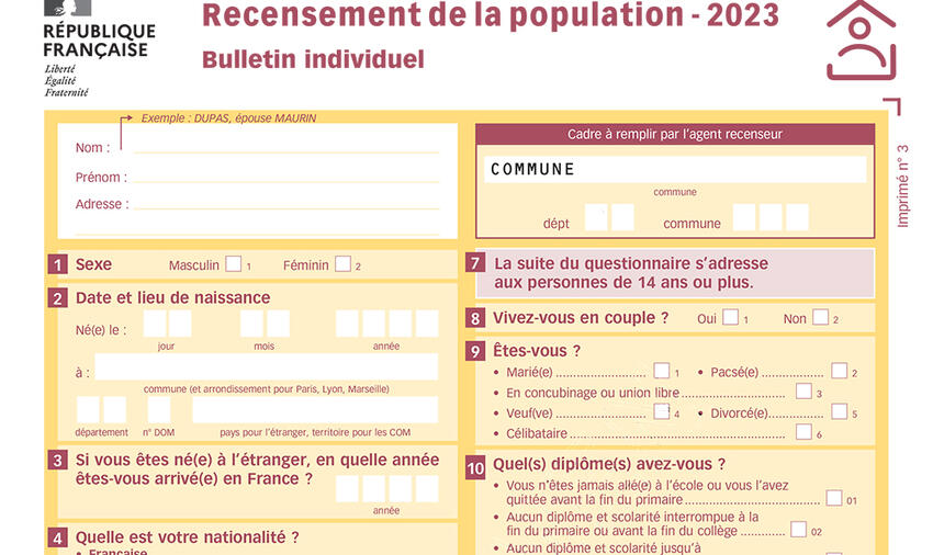 Bulletin individuel du recensement, INSEE