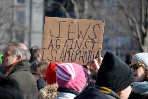 New York, January 29, 2017: People protesting the new immigration laws banning some Muslims at Battery Park in Manhattan in 2017 in New York City. Crédits : Christopher Penler / Shutterstock.com