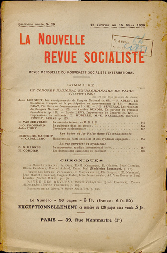 Jean Longuet . “Les enseignements du Congrès national”. La nouvelle revue socialiste