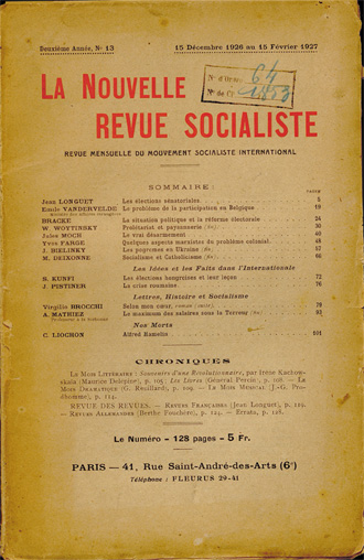 Jean Longuet. “Les élections sénatoriales”. La Nouvelle revue socialiste. Deuxième année  n°13, 15 décembre 1926 au 15 février 1927, p. 5-18