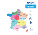Carte des 13 régions après la réforme territoriale de novembre 2014