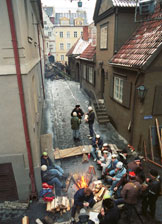 Barricade dans une rue de Riga, janvier 1991