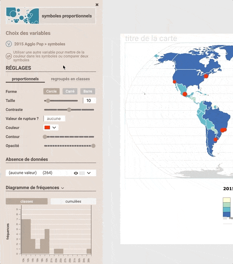 réglages de la visualisation