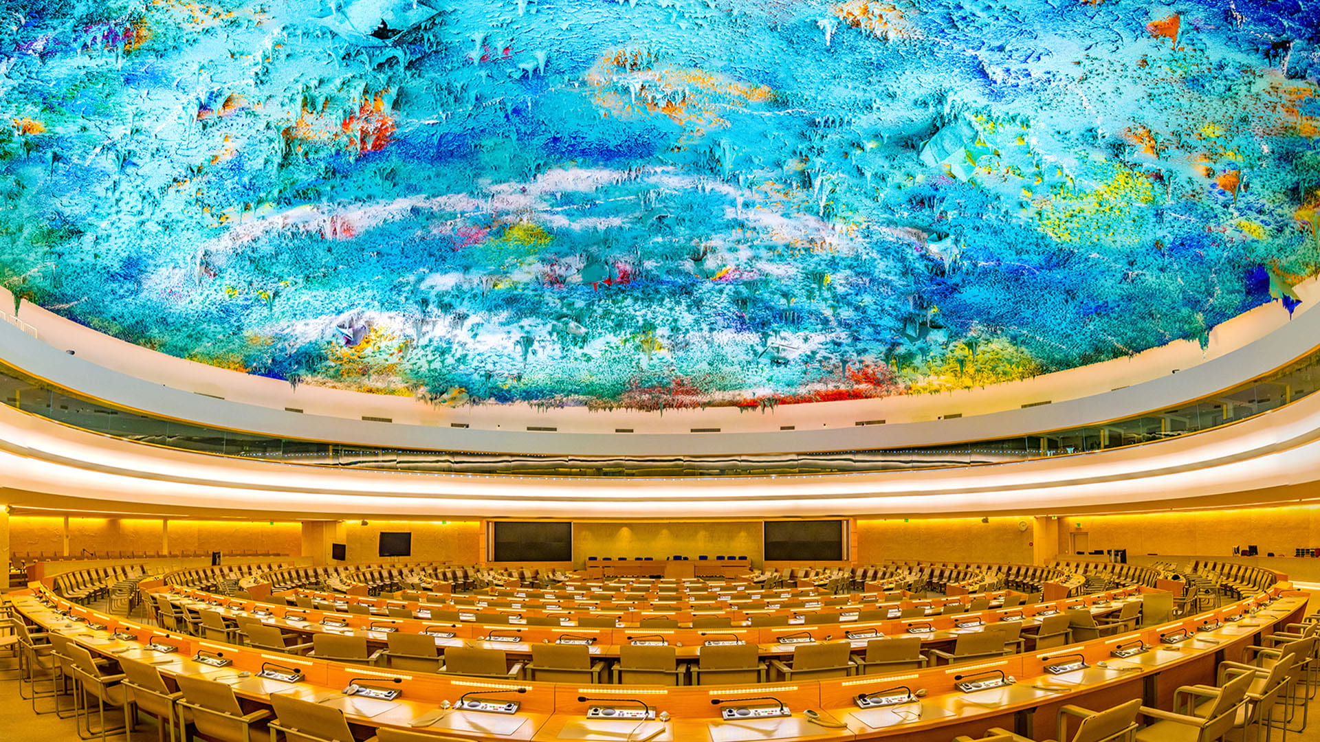 Palais des Nations, salle des Droits de l’homme et de l’alliance des civilisations, Genève. trabantos/Shutterstock.