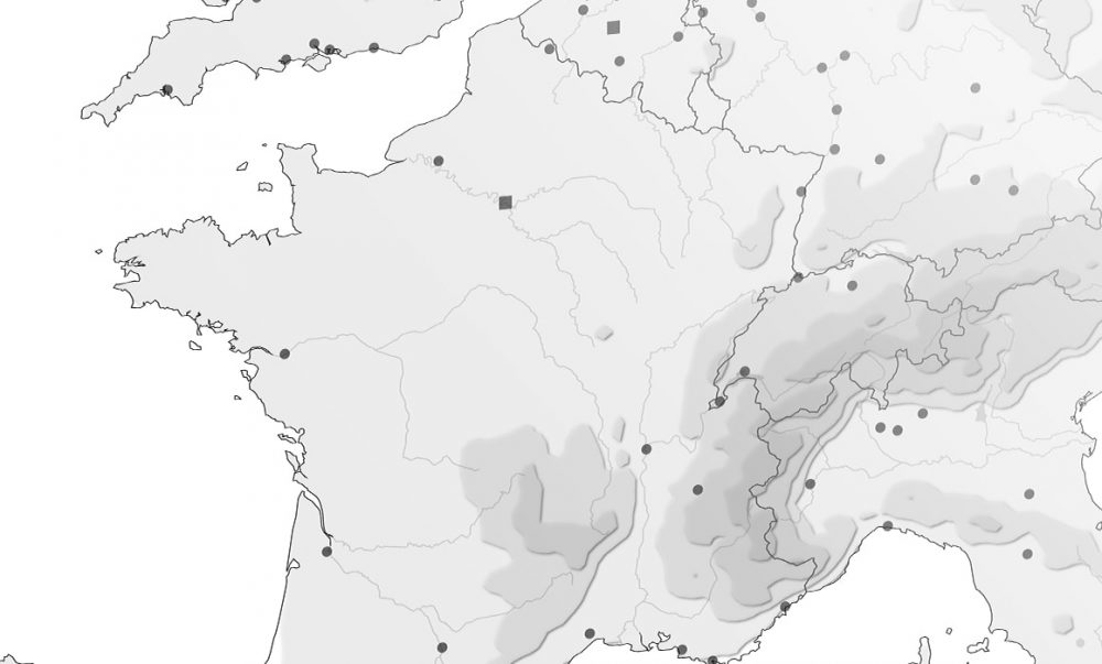 La France avec le relief et les grandes villes