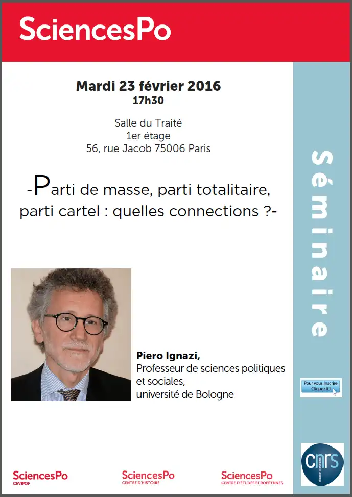 Affiche du séminaire avec Piero Ignazi