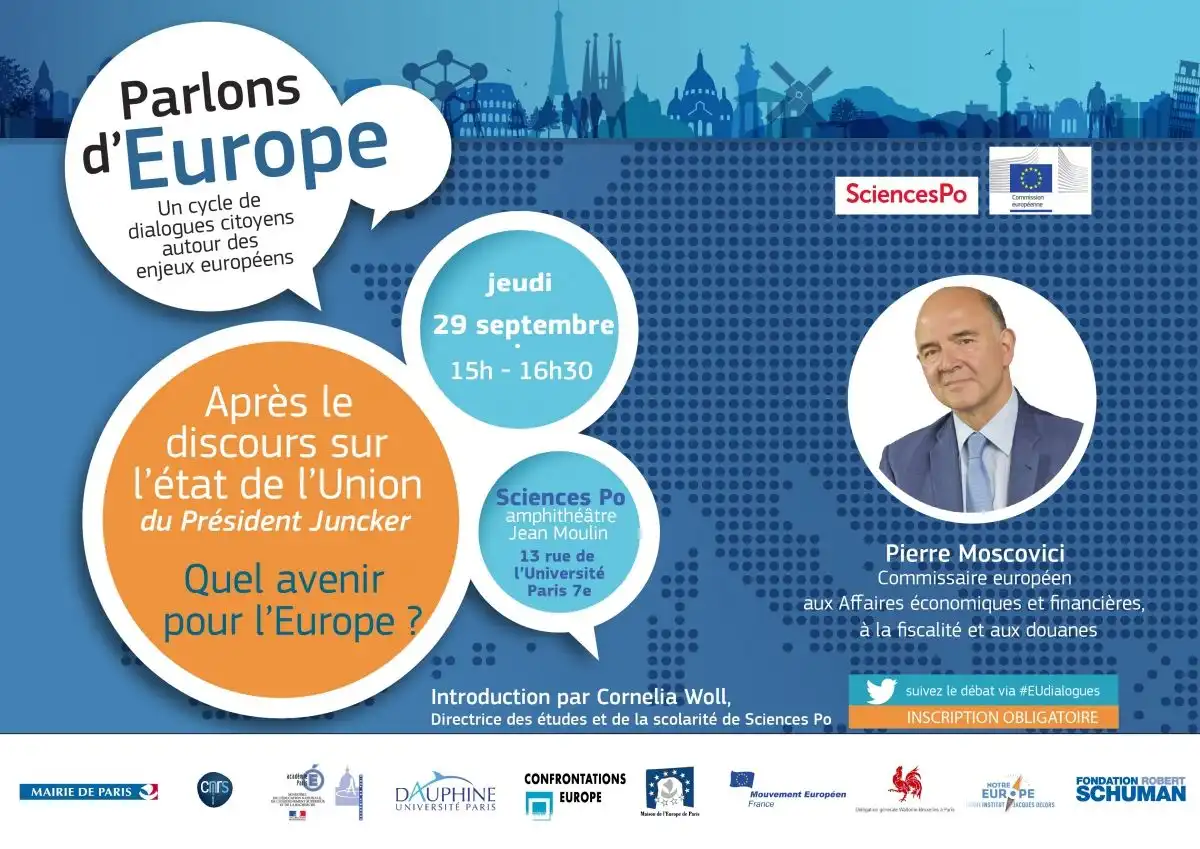 affiche du débat du 29/9/16 avec Pierre Moscovici