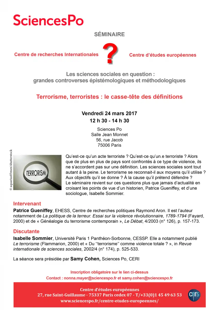 Invitation au séminaire Les sciences sociales en question du 24 mars 20177