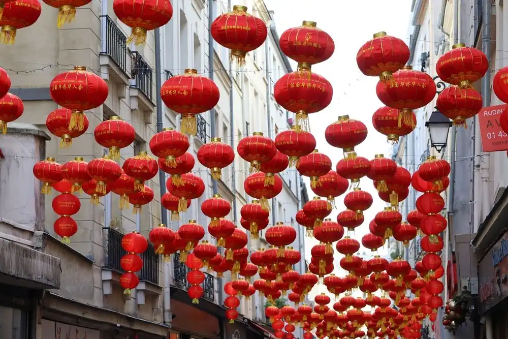Chinese New Year's decorations in Paris, January 2023.