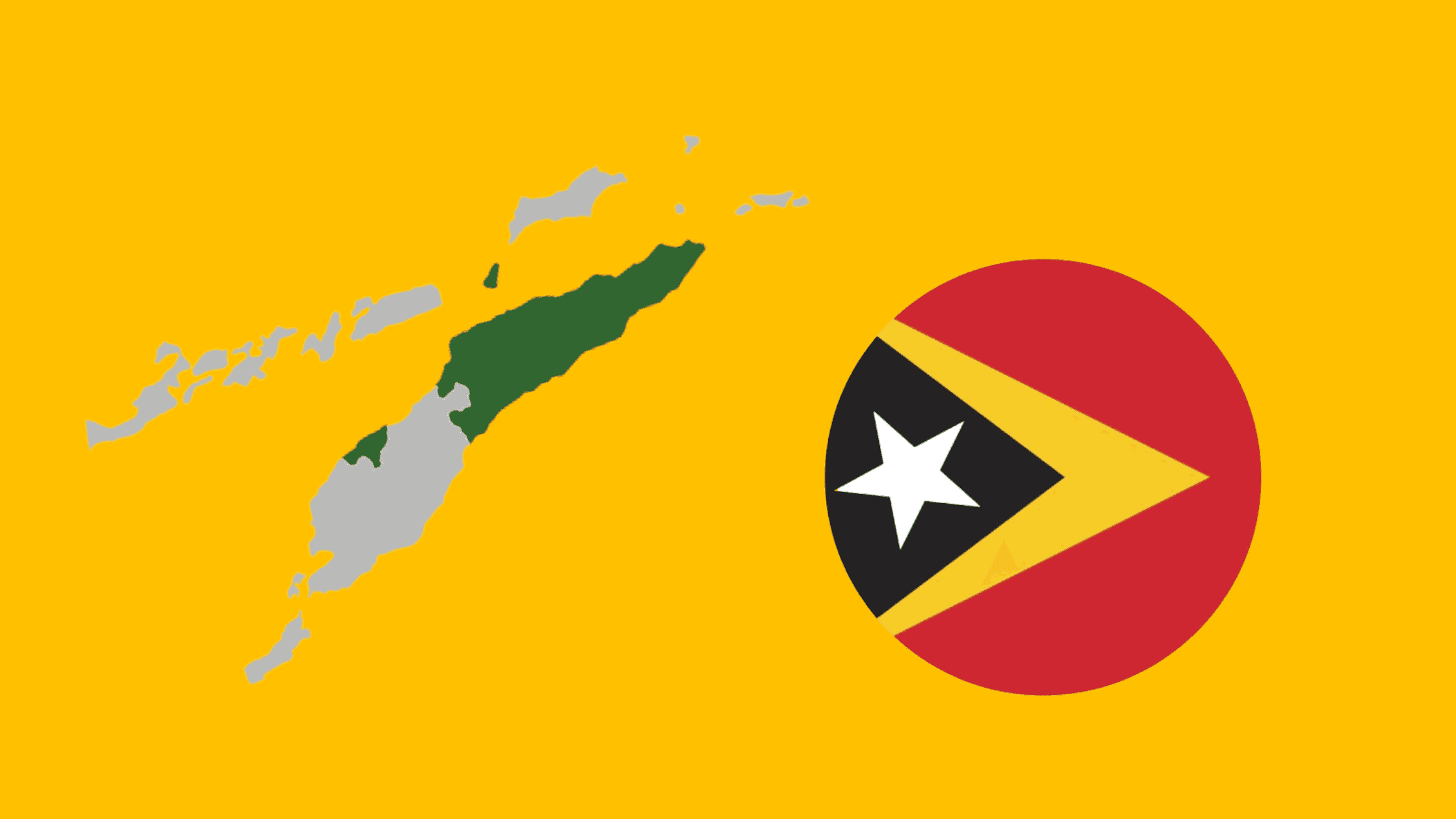 fond jaune avec carte du timor leste et le drapeau