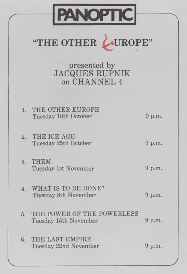Programme de diffusion des six parties du documentaire