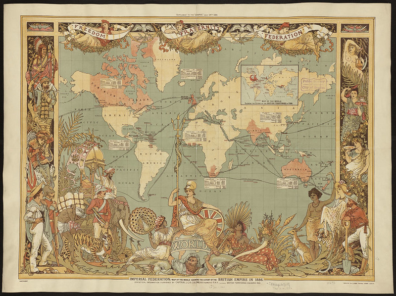 Imperial Federation, map of the world showing the extent of the British Empire 