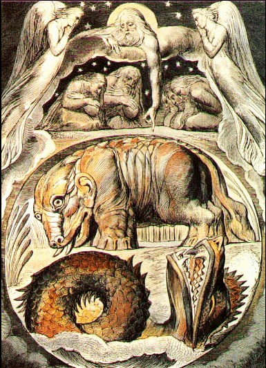 Behemoth and Leviathan, watercolour by William Blake Behemoth and Leviathan, watercolour by William Blake