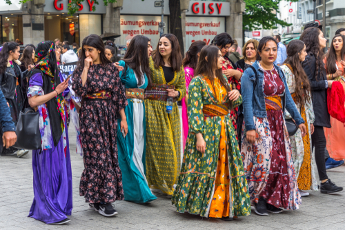 Kurdish girls and women in traditional dress, Hannover Germany. Copyright: Shutterstock